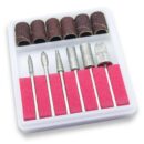 Kit 6 Brocas + 6 Lixas para Lixadeira Elétrica – Acrigel, Porcelana e Fibra