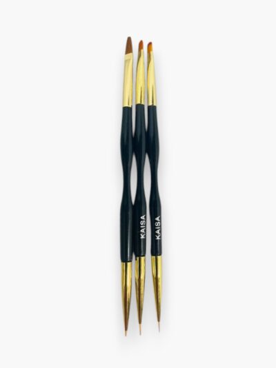 Kit 3 Pincéis Duplo Kaisa para Gel, Acrílico e Decoração