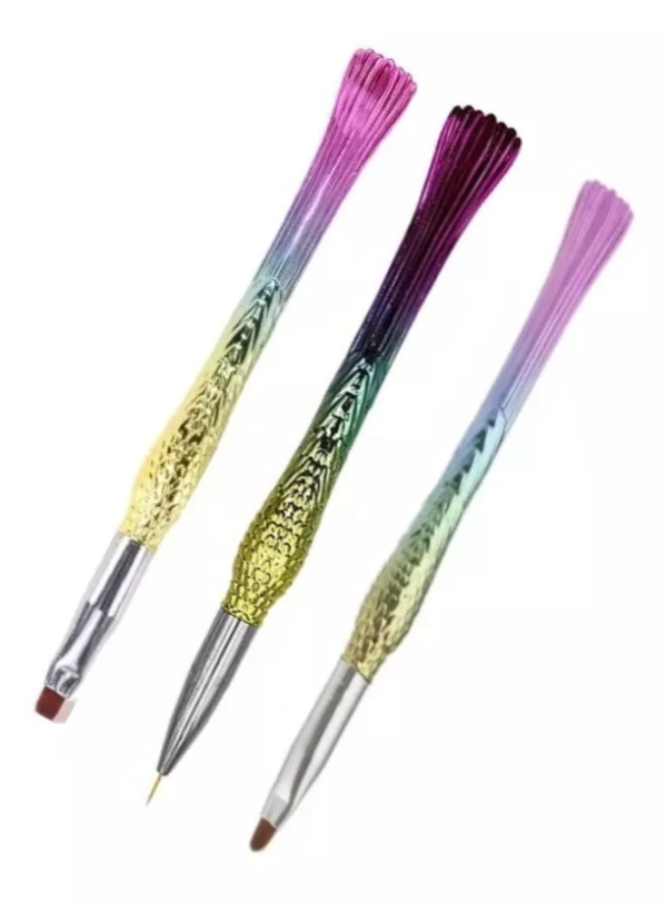 Kit 3 Pincéis Sereia KAISA - Decoração & Língua de Gato