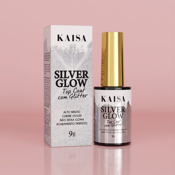 Top Coat com Glitter KAISA - Gold Glow e Silver Glow | Alto Brilho e Acabamento Perfeito - Imagem 2